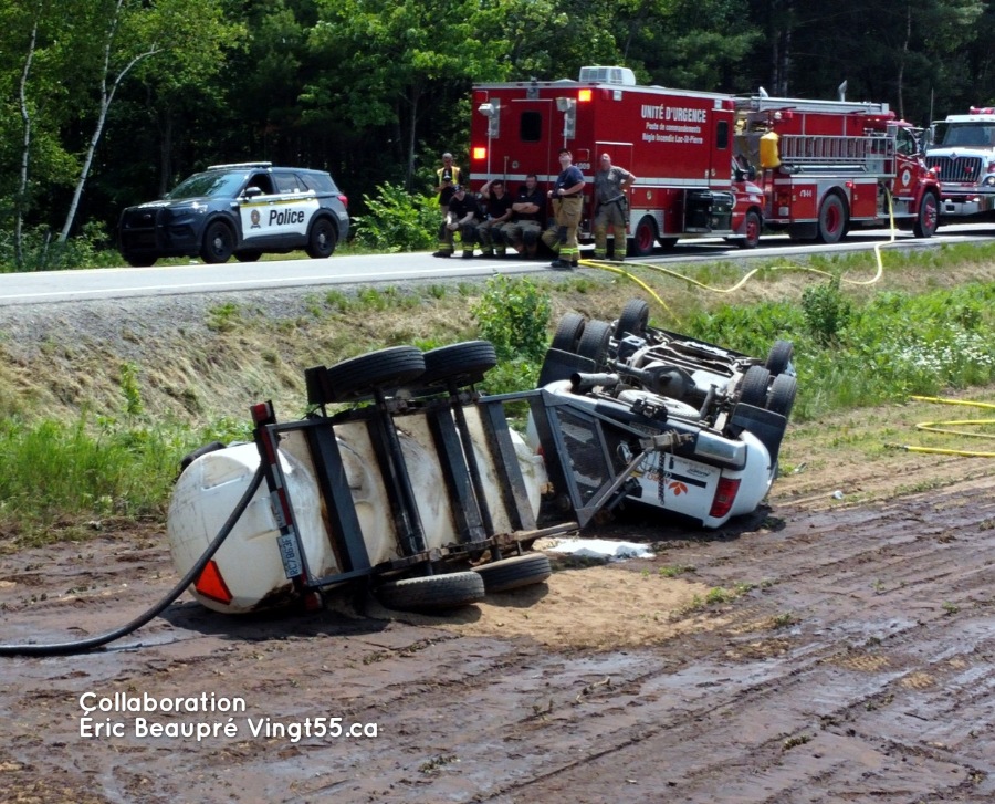 Accident sur la route 255 au Centre du Québec @ Crédit photo Eric Beaupré Vingt55 (14)1W 
