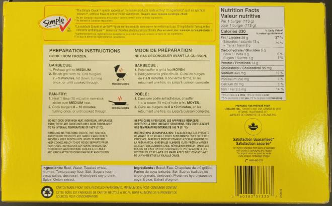 no name sans nom beef burgers burgers de boeuf 1.36 kg back arrière 1