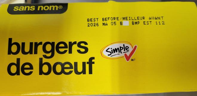 no name sans nom beef burgers burgers de boeuf 1.36 kg code 2