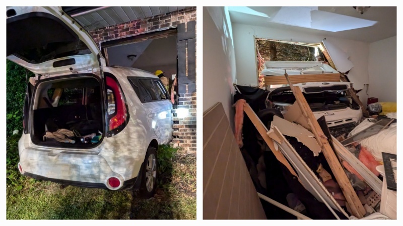 Accidents à Québec : Deux véhicules ont percuté des bâtiments dont un s'est encastré dans une résidence