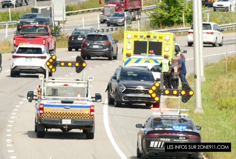 Un deuxième accident au même endroit sur l'autoroute de la Capitale à la hauteur de Saint-David