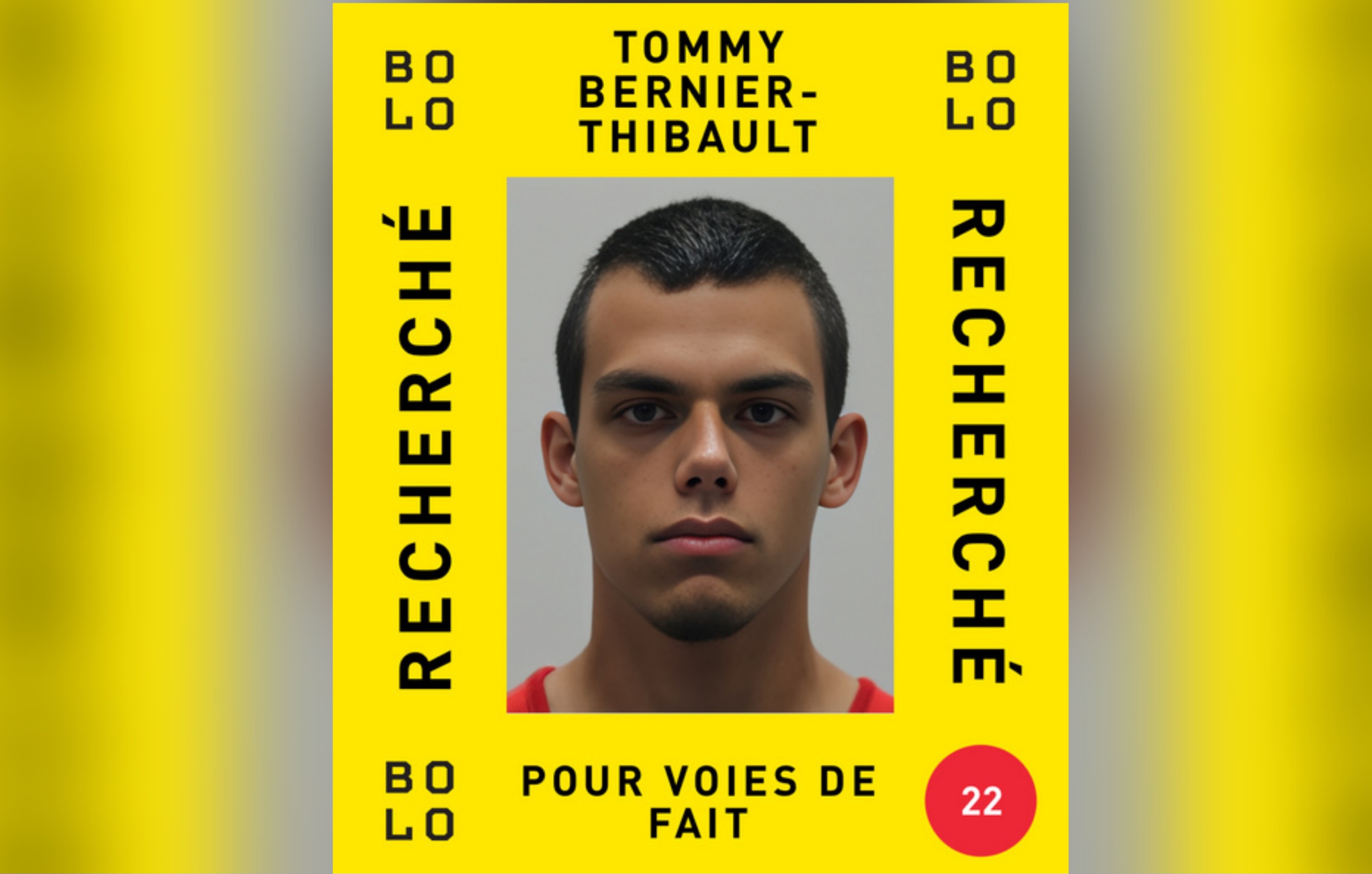 LÉVIS - Violence urbaine - Tommy Bernier-Thibault fait parti des 25 fugitifs les plus recherchés au Canada 