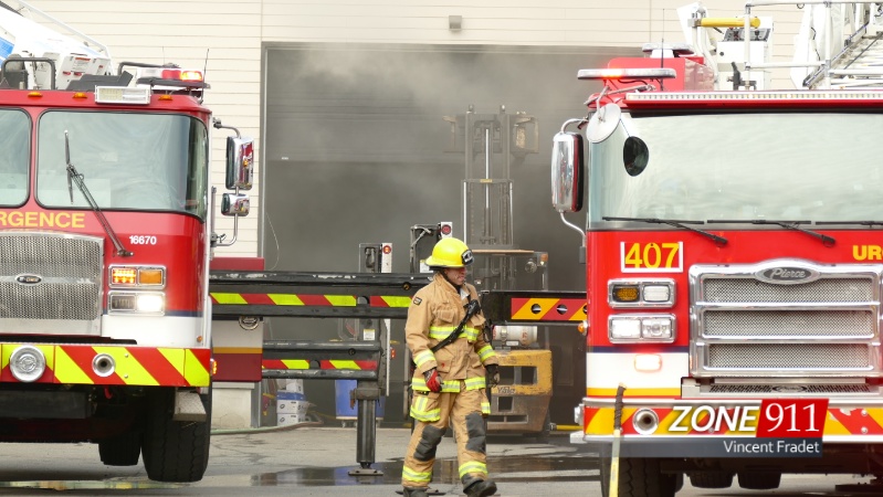 Intervention incendie dans une entreprise du secteur de Beauport